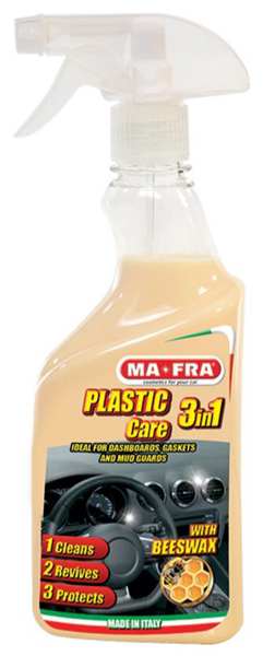 MA-FRA Kunststoffpflegemittel 11435806 Plastic Care-Innenraum-Kunststoffpflege, 500ml. Spezielles Reinigungs- und Pflegemittel auf Nanotechnologiebasis. Reinigt und pflegt Innen- und Außenkunststoffe sowie Gummiteile. Enthält spezielle Reinigungsmittel und Bienenwachs.
Kann aus Gründen der Qualitätssicherung nicht zurückgenommen werden!