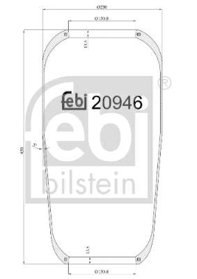 SWAG/FEBI Gummielement Luftfeder 10541470 Dicke/Stärke [mm]: 435, Außendurchmesser [mm]: 230, 197, Einbauposition: Vorderachse links, Vorderachse rechts, Ergänzungsartikel/Ergänzende Info: ohne Kolben