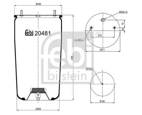 SWAG/FEBI Air spring semi complet (trailer) 10541283 Weight [kg]: 16,47, RPO number: AIT