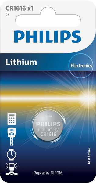 PHILIPS Battery 11430661 CR1616 - 3.0V coin 1-blister (16.0 x 1.6) - Lithium