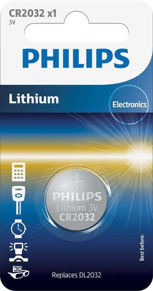 PHILIPS Batterie 11430665 CR2032 - 3.0V Knopfzelle 1-Blister (20.0 x 3.2) - Lithium