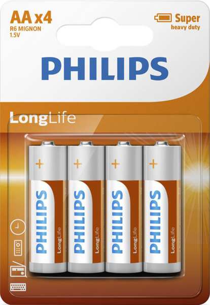 PHILIPS Battery 11430648 R6LL/ AA LONGLIFE B4 4db-os