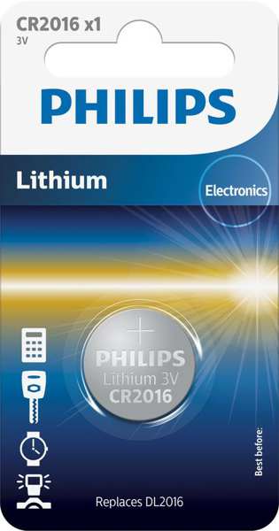 PHILIPS Batterie 11430663 CR2016 - 3.0V Knopfzelle 1-Blister (20.0 x 1.6) - Lithium