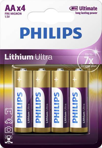 PHILIPS Batterie 11430643 R6/AA Lithium Ultra B4 4-teilig