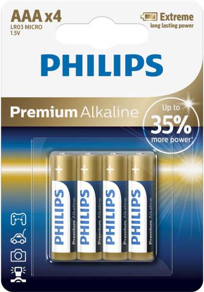 PHILIPS Batterie 11430680 LR03 / AAA Premium Alkaline B4 4-teilig