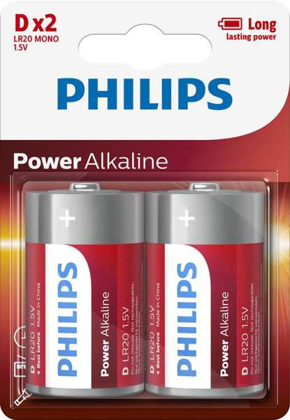 PHILIPS Batterie 11430678 LR20 / D Power Alkaline B2 2-teilig