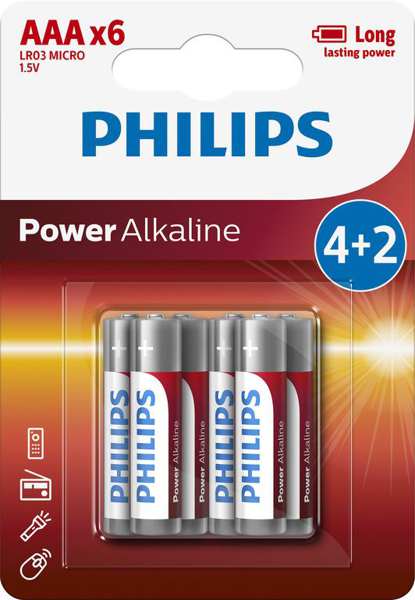 PHILIPS Batterie 11430668 LR03 / AAA Power Alkaline B6 4+2-teilig