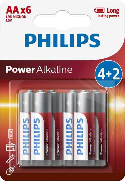 PHILIPS Batterie 11430673 LR6 / AA Power Alkaline B4+2 4+2-teilig