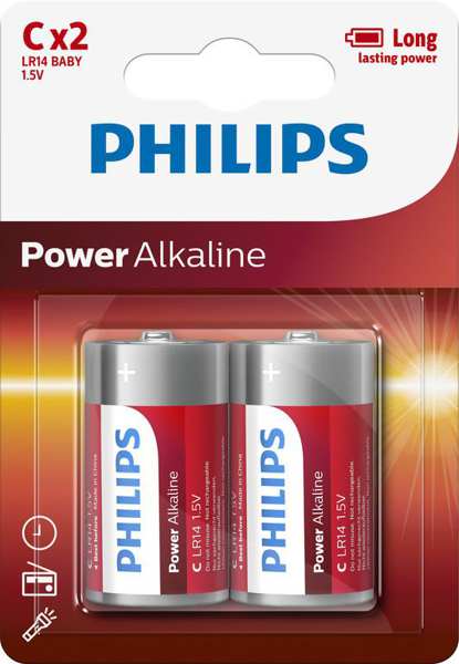 PHILIPS Batterie 11430677 LR14 / C Power Alkaline B2 2-teilig