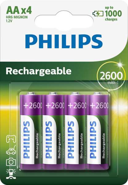 PHILIPS Batterie (wiederaufladbar) 11430682 R6 / AA MULTILIFE 2600 mAh B4 4-teilig