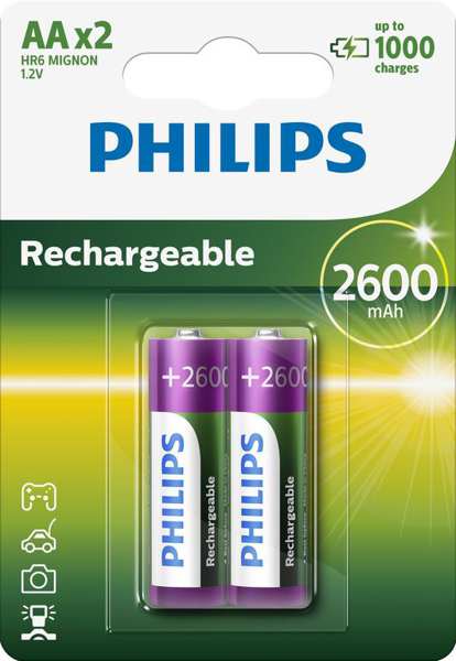 PHILIPS Batterie (wiederaufladbar) 11430681 R6 / AA MULTILIFE 2600 mAh B2 2-teilig