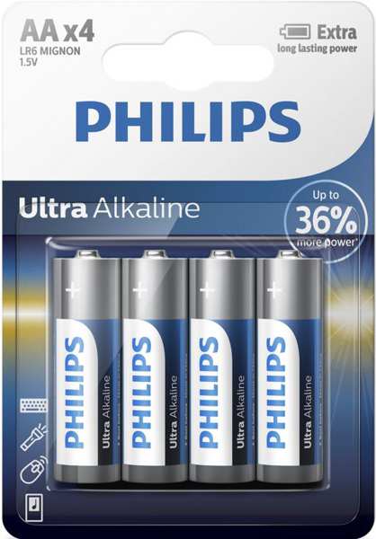 PHILIPS Batterie 11430686 LR6 / AA Ultra Alkaline B4 4-teilig