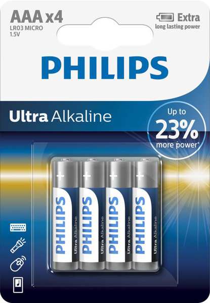 PHILIPS Batterie 11430688 LR03 / AAA Ultra Alkaline B4 4-teilig