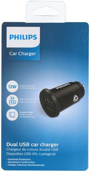 PHILIPS USB-Buchse 11430810 Autoladegerät 12W 12-24V 2xUSB-A