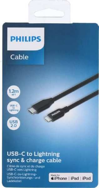 PHILIPS Telefon-Datenkabel 11430827 Kabel 1,2m USB-C auf Lightning