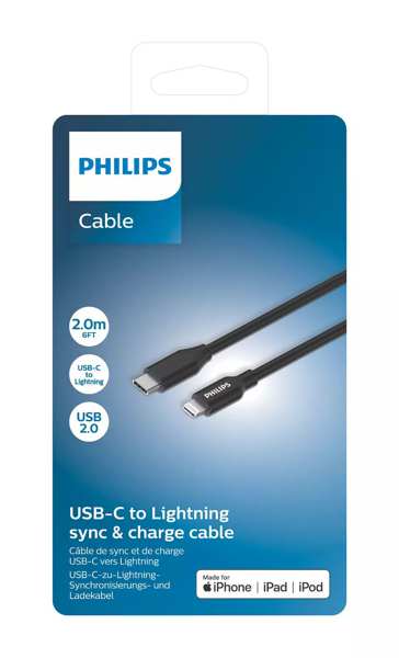 PHILIPS Telefon-Datenkabel 11430828 Kabel 2,0m USB-C auf Lightning