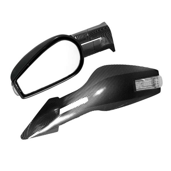 LAMPA Tuning-Spiegel 11443128 RACE-6, 1 Paar, Feder, elektrische Einstellung, Sport,Led-Anzeige, - Carbon, Telegabel