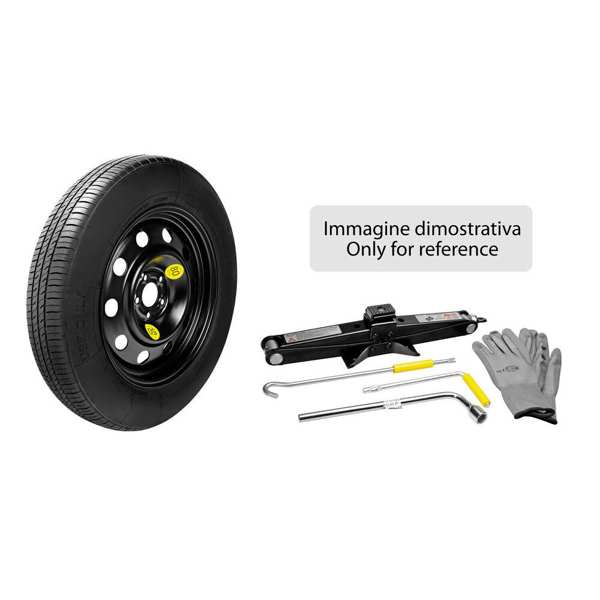 LAMPA Spare wheel kit 11442257 Steel - 115/70-15 - Compact spare wheel set, contents: 1 compact spare wheel with tires already installed, 1 vehicle-specific jack, 1 wrench for unscrewing the screws, 1 pair of gloves, 1 fabric bag