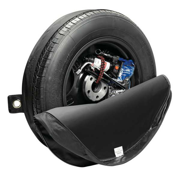 LAMPA Spare wheel kit 11442293 Steel - 125/80-17 - Compact spare wheel set, contents: 1 compact spare wheel with tires already installed, 1 vehicle-specific jack, 1 wrench for unscrewing the screws, 1 pair of gloves, 1 fabric bag 1.