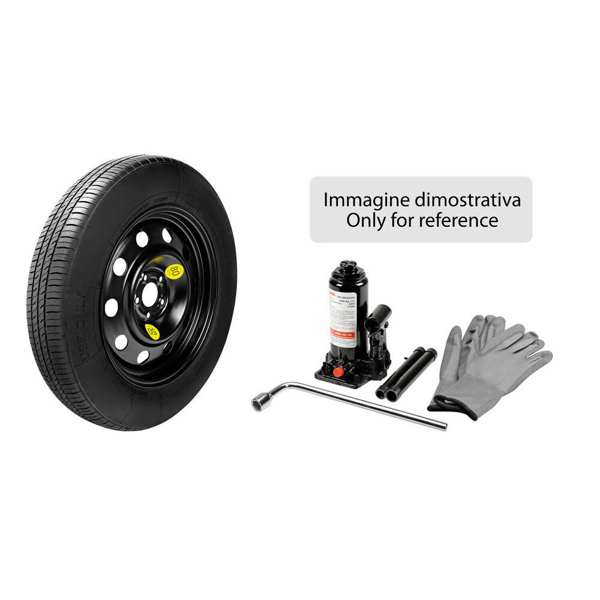 LAMPA Spare wheel kit 11442315 Steel - 155/90-17 - Compact spare wheel set, contents: 1 compact spare wheel with tires already installed, 1 vehicle-specific jack, 1 wrench for unscrewing the screws, 1 pair of gloves, 1 fabric bag