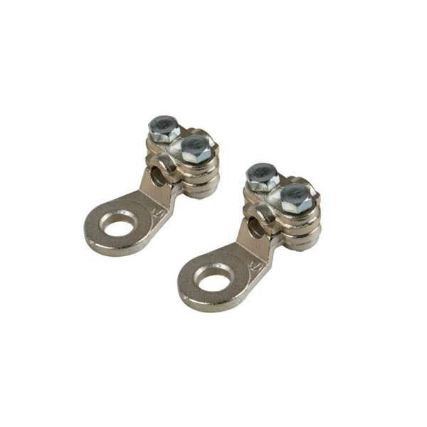 LAMPA Cable terminals 11440831 Set of 2 power cable outlets made of nickel-plated brass with plate cable fixing - 25 mm square section, 8 mm hole 1.