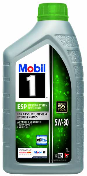 MOBIL Motorenöl 11308866 Mobile 1 ESP 5W30 1L, (synthetische) Zulassungen: 229.31/229.51/229.52/503.01/504.00/507.00/LongLife04/C30/OV 040 1547 - D30/OV 040 1547 - G30
Inhalt [Liter]: 1, Gebindeart: Flasche, Viskositätsklasse SAE: 5W-30, Herstellerfreigabe: Longlife-04, MB-Approval 229.31, MB-Approval 229.51, MB-Approval 229.52, VW 504 00, VW  507 00, Porsche C30, OV 040 1547 - G30, OV 040 1547 - D30, Ölherstellerempfehlung: ACEA C2, ACEA C3, API SP, API SN Plus, API SN, API SM, API SL, API SJ, Fiat 9.55535-S3, Zolltar 1.