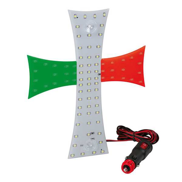 LAMPA Bunting lamp 580931 Décor lamp, Décor SMD LED, 81pcs LED, 24V. Cross -shaped, Italian flag colors. With a cigar lighter connector. Dimensions: 200 x 250mm with 185cm wire. 1.