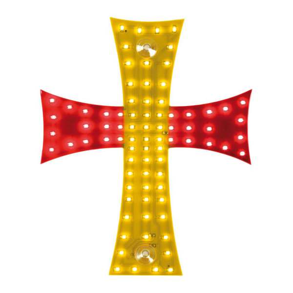 LAMPA Bunting lamp 580937 Décor lamp, Décor SMD LED, 81pcs LED, 24V. Cross -shaped Spanish flag colors. With a cigar lighter connector. Dimensions: 200 x 250mm with 185cm wire. 1.