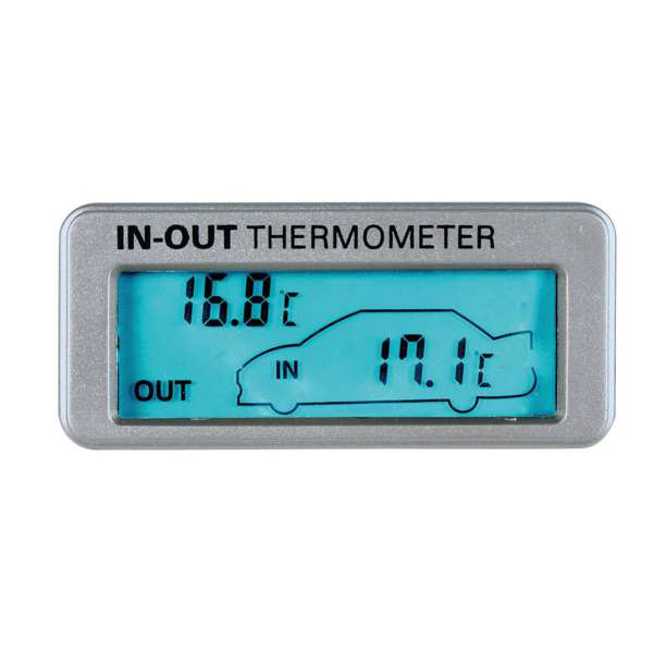 LAMPA Digitales Innen-Außenthermometer 580357 "Thermo -Blue" 12/24 V mit Zigarre leichterer Anschluss, Temperaturbereich: -50 -+70 ° C 1.