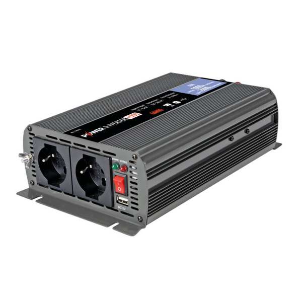 LAMPA Voltage reduktor 580350 Power Inverter 1000, 12V> 220V, Maximum power: 1000 W, peak power: 2000 W power shift for 12V DC-> 220V AC, allowing 220V devices to connect to 12V power sources, aluminum housing, low voltage and short circuit protection , overload and heat protection, USB output 5V (1000mA) 1.