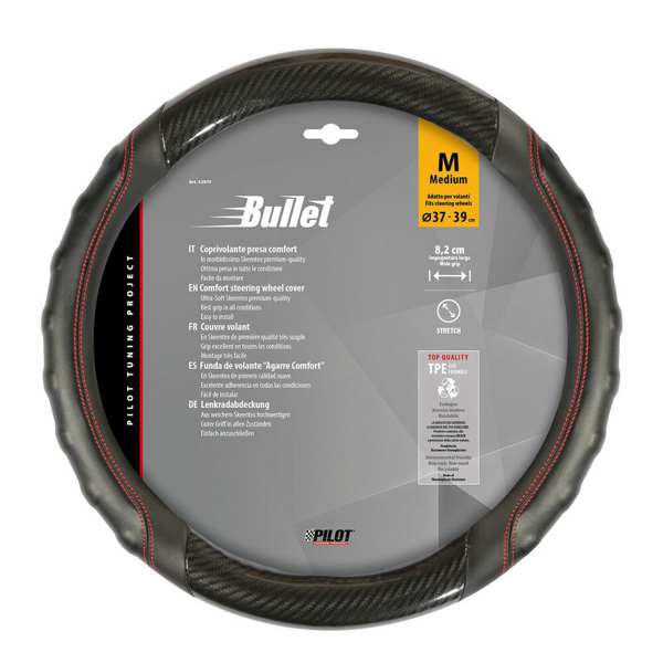 LAMPA Steering wheel cover 578556 “Bullet” TPE Black, Size: “M” - Diameter: 37-39 cm 1.