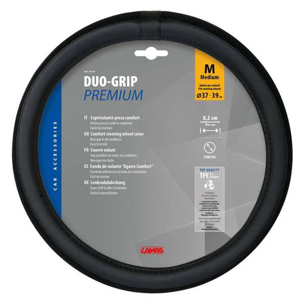 LAMPA Steering wheel cover 578620 "Duo -Grip" TPE, Size: "M" - Diameter: 37 - 39 cm, Color: Black 1.