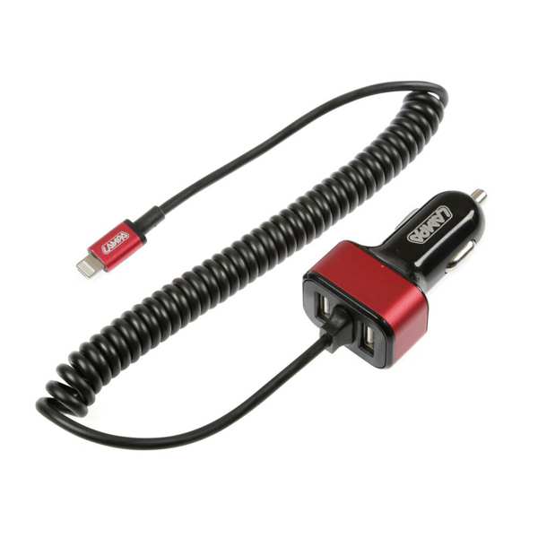 LAMPA Telefon-Ladegerät - für Autos 578738 12/24 V, 5800 mA, Apple 8 Pole/Micro USB, 2 USB -Anschluss, 150 cm Draht. 1.