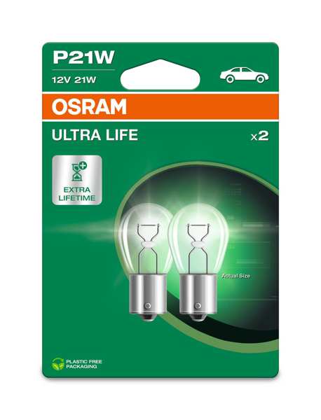 OSRAM Bulb 10279699 Lamp Type: P21W, Voltage [V]: 12, Rated Power [W]: 21, Socket Type: BA15s 
Lamp Type: P21W, Voltage [V]: 12, Rated Power [W]: 21, Base design light bulb: BA15s, Packing Type: Blister Pack
Cannot be taken back for quality assurance reasons! 1.