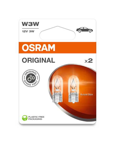OSRAM Glühlampe 21576/3 Lampenart: W3W, Spannung [V]: 12, Nennleistung [W]: 3, Sockelausführung: W2,1x9,5d 
Lampenart: W3W, Spannung [V]: 12, Nennleistung [W]: 3, Sockelausführung Glühlampe: W2.1x9.5d, Gebindeart: Blisterpack
Kann aus Gründen der Qualitätssicherung nicht zurückgenommen werden! 1.