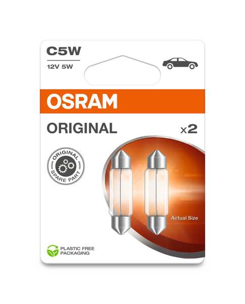 OSRAM Glühlampe 21871/3 Lampenart: C5W, Spannung [V]: 12, Nennleistung [W]: 5, Sockelausführung: SV8,5-8 
Lampenart: C5W, Spannung [V]: 12, Nennleistung [W]: 5, Sockelausführung Glühlampe: SV8.5-8, Länge [mm]: 35, Gebindeart: Blisterpack
Kann aus Gründen der Qualitätssicherung nicht zurückgenommen werden! 1.