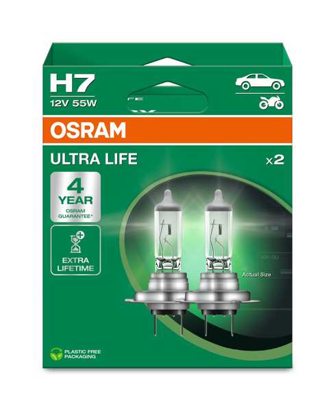 OSRAM Bulb 21887/1 Lamp Type: H7, Voltage [V]: 12, Rated Power [W]: 55, Socket Type: PX26d 
Lamp Type: H7, Voltage [V]: 12, Rated Power [W]: 55, Base design light bulb: PX26d
Cannot be taken back for quality assurance reasons! 1.