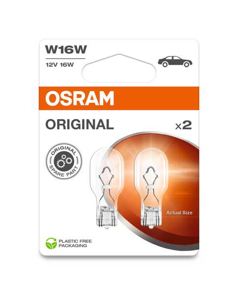 OSRAM Glühlampe 10279762 Lampenart: W16W, Spannung [V]: 12, Nennleistung [W]: 16, Sockelausführung: W2,1x9,5d 
Lampenart: W16W, Spannung [V]: 12, Nennleistung [W]: 16, Sockelausführung Glühlampe: SV8.5-8, Gebindeart: Blisterpack
Kann aus Gründen der Qualitätssicherung nicht zurückgenommen werden! 1.