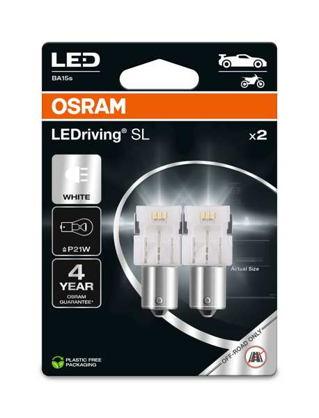 OSRAM LED-Glühbirne 11392950 OFF-ROAD Lampe, im Straßenverkehr nicht zulässig! LEDriving® SL, P21W, 12V, 1,9W, 2 Stk./Blister
Lampenart: LED, Spannung [V]: 12, Nennleistung [W]: 1,9, Sockelausführung Glühlampe: BA15s, LED-Lichtfarbe: weiß, Gebindeart: Blisterpack
Kann aus Gründen der Qualitätssicherung nicht zurückgenommen werden! 1.