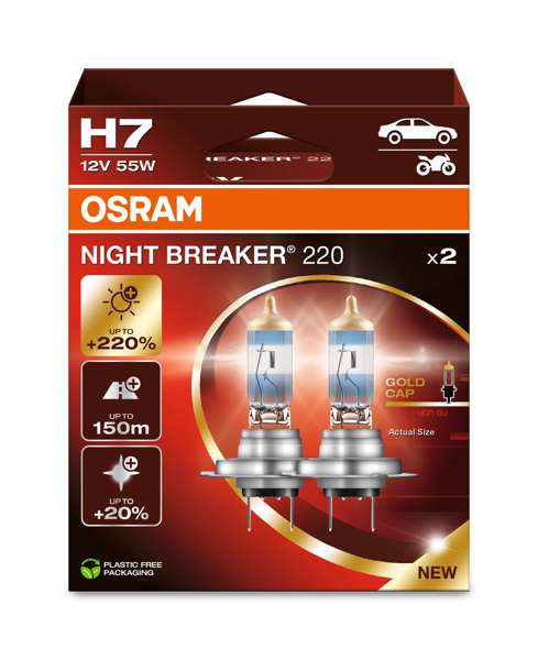 OSRAM Glühlampe 11433282 NIGHT BREAKER 220, Halogen, H7, 60/55W, 2 Stk./Blister
Lampenart: H7, Spannung [V]: 12, Nennleistung [W]: 55, Sockelausführung Glühlampe: PX26d, Gebindeart: Box
Kann aus Gründen der Qualitätssicherung nicht zurückgenommen werden! 1.