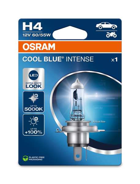 OSRAM Glühlampe 11210381 Cool Blue® intensiv, Halogen, H4, 12 V, 60/55W, P43T, kaltes Weiß, 5000k, 1650 lm, 1pcs/Blister,
Lampenart: H4, Spannung [V]: 12, Nennleistung [W]: 60/55, Sockelausführung Glühlampe: P43t, Gebindeart: Blisterpack
Kann aus Gründen der Qualitätssicherung nicht zurückgenommen werden! 1.