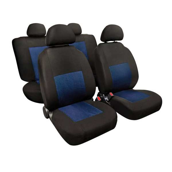 LAMPA Autositzbezug 579536 "Sport", volles Set, schwarzblau. 2pcs vorne + 2 hinten + 4pcs Kopfstützenabdeckung. Einfache Installation, universelle Größe, Polyester. Nicht für Sitze mit Seitenairbags anwendbar! 1.