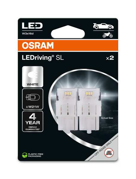 OSRAM LED-Glühbirne 11392947 OFF-ROAD Lampe, im Straßenverkehr nicht zulässig! LEDriving® SL, W21W, 12V, 2W, 2 Stk./Blister
Lampenart: LED, Spannung [V]: 12, Nennleistung [W]: 1,4, Sockelausführung Glühlampe: W3x16d, LED-Lichtfarbe: rot
Kann aus Gründen der Qualitätssicherung nicht zurückgenommen werden! 1.