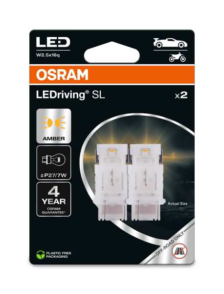 OSRAM LED-Glühbirne 11392912 OFF-ROAD-Lampe, im Straßenverkehr nicht zulässig! LEDriving® SL, P27/7W, 12V, 1,3W, 2 Stück/Blister
Lampenart: LED, Spannung [V]: 12, Nennleistung [W]: 1,9, Sockelausführung Glühlampe: W2.5x16q, Gebindeart: Blisterpack
Kann aus Gründen der Qualitätssicherung nicht zurückgenommen werden! 1.