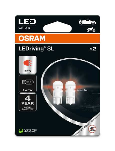 OSRAM LED-Glühbirne 11392908 OFF-ROAD-Lampe, im Straßenverkehr nicht zulässig! LEDriving® SL, W5W, 12V, 0,5W, 2 Stück/Blister
Lampenart: LED, Spannung [V]: 12, Nennleistung [W]: 0,5, Sockelausführung Glühlampe: W2.1x9.5d, Gebindeart: Blisterpack
Kann aus Gründen der Qualitätssicherung nicht zurückgenommen werden! 1.