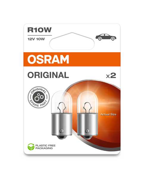 OSRAM Glühlampe 21870/3 Positionsindikator / Dashboard -Glühbirne, 2PCS!, R10W
Lampenart: R10W, Spannung [V]: 12, Nennleistung [W]: 10, Sockelausführung Glühlampe: BA15s, Gebindeart: Blisterpack
Kann aus Gründen der Qualitätssicherung nicht zurückgenommen werden! 1.