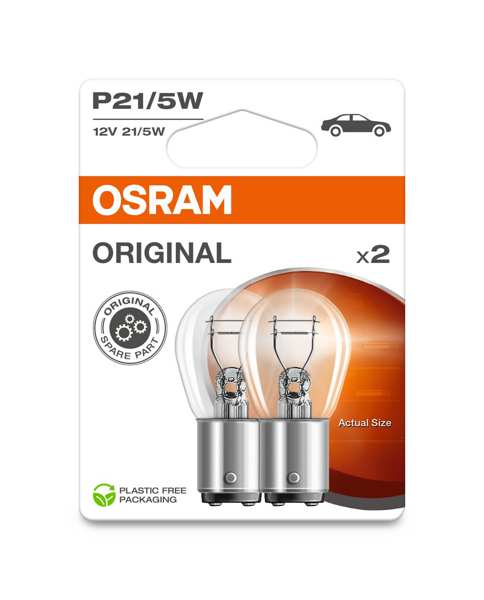 OSRAM Glühlampe 21877/3 Brems- und Heckposition Glühbirne, 2pcs !, P21/5W
Lampenart: P21/5W, Spannung [V]: 12, Nennleistung [W]: 21/5, Sockelausführung Glühlampe: BAY15d, Gebindeart: Blisterpack
Kann aus Gründen der Qualitätssicherung nicht zurückgenommen werden! 1.