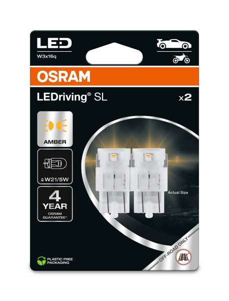 OSRAM LED-Glühbirne 11392955 OFF-ROAD Lampe, im Straßenverkehr nicht zulässig! LEDriving® SL, W21/5W, 12V, 1,3W, 2 Stk./Blister
Lampenart: LED, Spannung [V]: 12, Nennleistung [W]: 1,3, Sockelausführung Glühlampe: W3x16q, LED-Lichtfarbe: amber, Gebindeart: Blisterpack
Kann aus Gründen der Qualitätssicherung nicht zurückgenommen werden! 1.