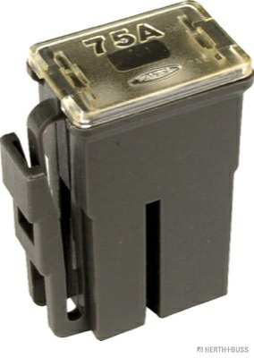 ELPARTS Fuse 927104 Fuse Type: Block Fuse, Rated Current [A]: 75, Voltage to [V]: 32, DIN / ISO: 8820-4, JASO D612, Colour: Grey, Packing Type: Blister Pack 
Fuse Type: Block Fuse, Current Strength [A]: 75, Voltage to [V]: 32, Width [mm]: 22,8, Height [mm]: 37, Depth [mm]: 15,6, DIN / ISO: 8820-4, JASO D612, Colour: Grey, Packing Type: Blister Pack 1.