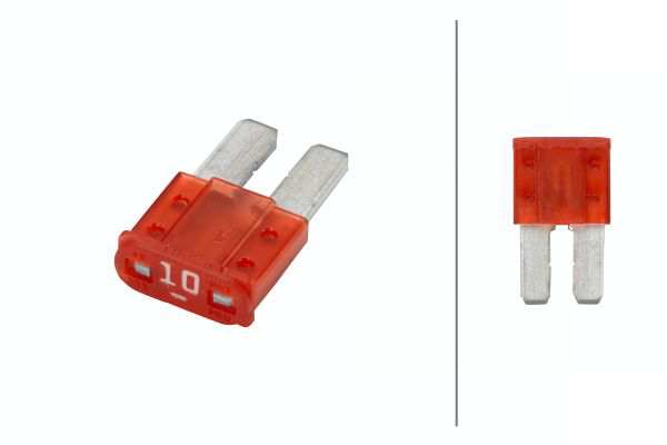 HELLA Fuse 10650639 Micro2, Knife 32V SN 10A, 5 pcs/package
Fuse Type: Micro blade fuse, Current Strength [A]: 10, Temperature range from [°C]: -40, Temperature range to [°C]: +125, Width [mm]: 9,1, Depth [mm]: 3,8, Height [mm]: 15,3, DIN/ISO: 8820-10, fulfils SAE norm: 2741, Contact surface: Zinc-coated, Colour: red, Housing material: PA (polyamide), Packing Type: Blister Pack, Assy./disassy. by qualified personnel required!: